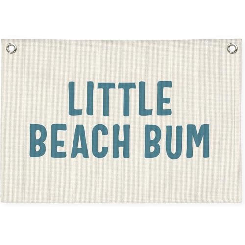 Little Beach Bum Canvas Banner - Coastal Nursery Wall Decor for Baby Kids Room Nursery Playroom,Beach Gifts,Summer Surf Vibes 30x20 Inch