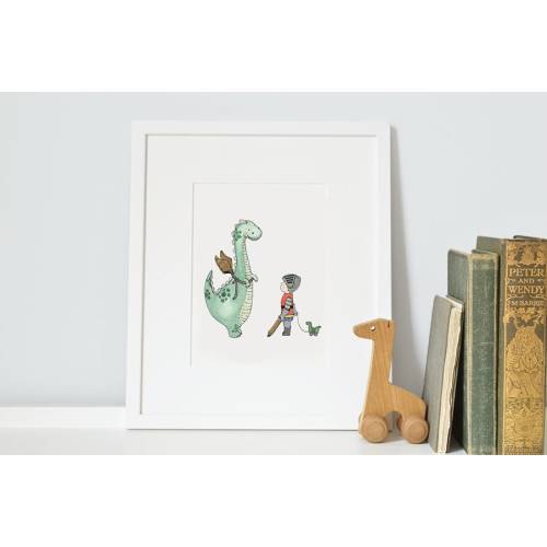 Arte del dragón del dinosaurio, imagen de la guardería para niños SIN MARCO, impresión para niños, caballero, tema del castillo, bebé, decoración del