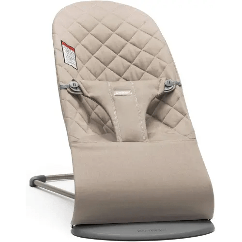 BabyBjörn Bouncer Bliss, Sand Gray, Woven, Classic Quilt | 2-in-1 Adjustable Baby Bouncer Seat and Toddler Chair, Newborn to Toddler (8-29 lbs), 4 Positions, Lightweight & Portable