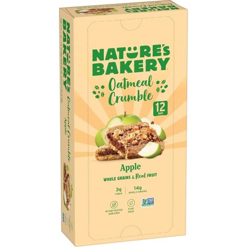 Nature's Bakery Oatmeal Crumble Bars, Apple, Real Fruit, Vegan, Non-GMO, Breakfast Bar, 1 Box With 12 bars