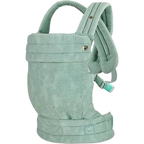 NEST BLANCHE Baby Carrier – Soft Cotton Linen Blend with Magnolia Jacquard Design, Adjustable and Ergonomic for Newborns and Toddlers (Teal)