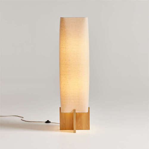 Toro Wood Floor Lamp with Woven Shade 50"