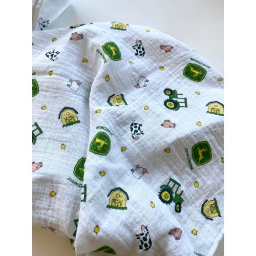 John Deere Swaddle Blanket, John Deere Muslin Swaddle Blanket, Swaddle Blanket, Muslin Swaddle, Baby Shower Gift, John Deere Nursery