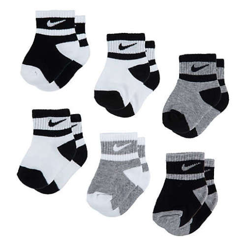 Nike® Size 6-12M 6-Pack Swoosh Socks in Black/White/Grey