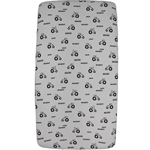 Dear Baby Gear Deluxe Crib Sheet - Farm Design Soft Cotton Polyester Baby Bedding - Infant Bed Sheets - Toddler Mattress Protector - Nursery Decor (Farm Tractors and Fence Print, 52x28x10)