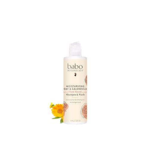 Babo Botanicals Moisturizing Oat & Calendula 2-in-1 Shampoo & Wash - For Dry or Sensitive Skin - For all ages - Lightly Scented - Vegan - Various Sizes