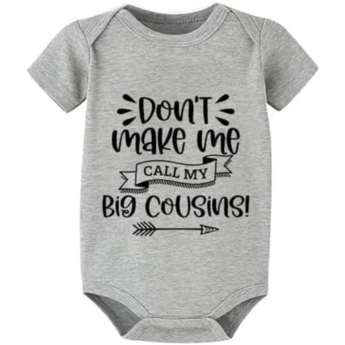 Don't Make Me Call My Big Cousins Baby Short Sleeve Romper Short Sleeve Going Home Outfit for Baby Boy White Baby