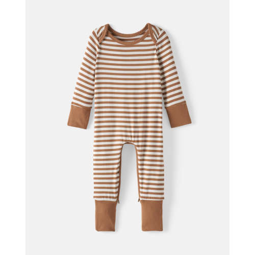 Little Sleepies- Chestnut Brown Stripe Crescent Zippy