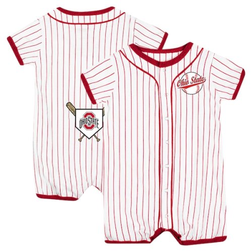 Ohio State Buckeyes Colosseum Newborn & Infant Pinstripe Dusty Romper - White