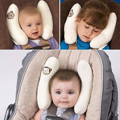 Adjustable Infants and Baby Neck Head Support,U-Shape Children Travel Pillow Cushion for Car Seat,Offers Protection Safety for Kids - White
