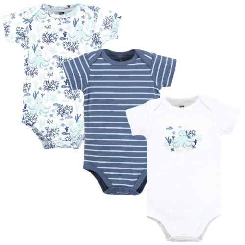 Hudson Baby Infant Boy Cotton Bodysuits, Mint Octopus