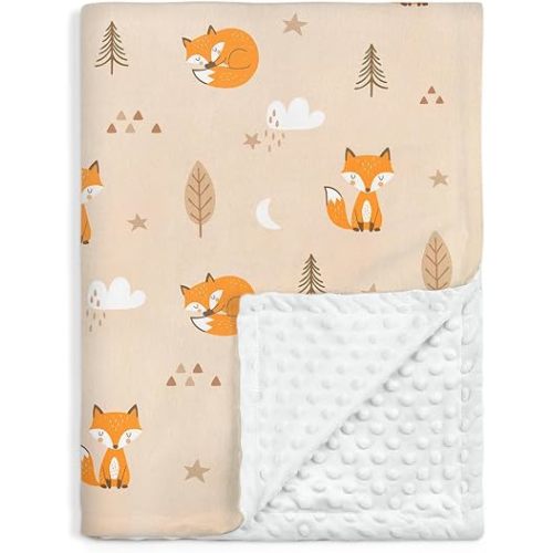 SANDJEST Fox Minky Blanket 30 x 40 Inches, Gift for Christmas Birthday