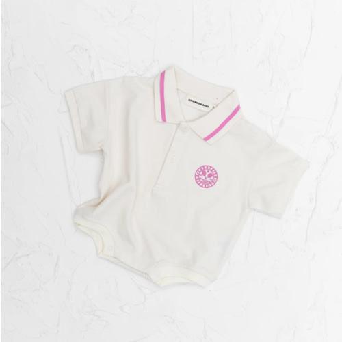 Polo Tshirt Romper - Baby Pink