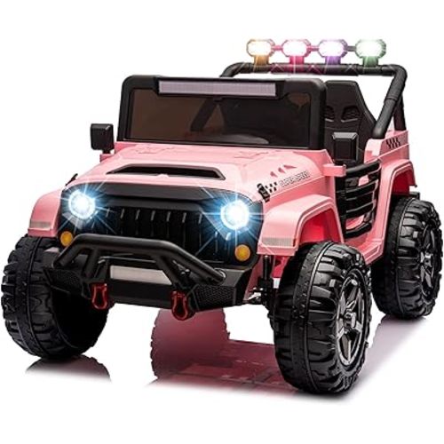 VOLTZ TOYS HVAOC Truck 2-Seater Ride-On Car Toy for Kids, Open Doors, LED Lights, 2.4G Remote Control and MP3 Player, Battery Powered Electric Vehicle Kids Ages 37+ Mths (Pink, 24V)