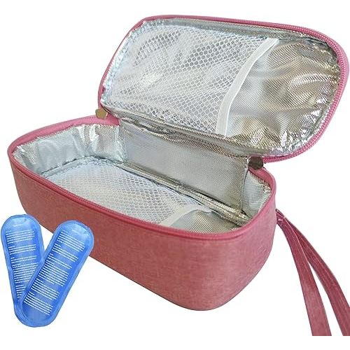 Insulated Breastmilk Cooler Bag with 2 Ice Packs - Breastmilk Cooler Organizer Bag for Daycare, Breastfeeding Mom Travel Outdoor