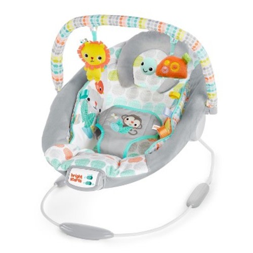 Bright Starts Cradling Baby Bouncer - Whimsical Wild: Detachable Toy Bar, Sounds And Songs, Jungle Animals