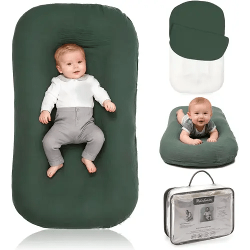 Baby Lounger - Snuggle Cozy Me Infant Lounger for Newborns | Breathable & Soft, Portable Awake-Time Pad, Essential Baby Gift (Lounger Cover Included)