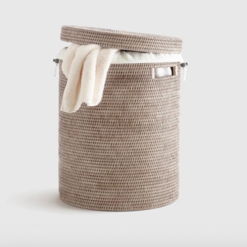 Rattan Hamper with Lid in Honey