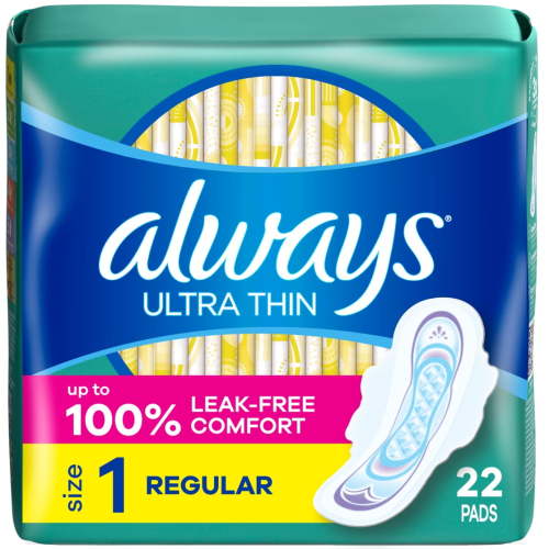 Always Ultra Thin Pads with Wings, Size 1, Regular, 22 Count