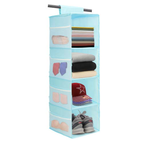 Toplive Hanging 4-Shelf Foldable Closet Organizer, Blue