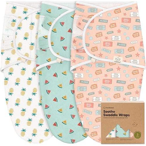 KeaBabies 3-Pack Baby Swaddle Sleep Sacks - Organic Swaddles for Newborns, Infant 0-3 Months, Baby Girls, Boys, Soft & Snug Newborn Sleep Sack, Nursery Swaddling Blankets (Cosmo, OS)