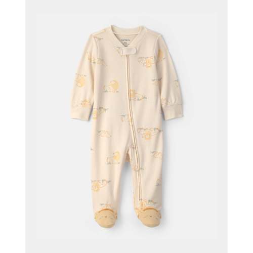 Baby Lion 100% Cotton 2-Way Zip Sleep & Play Pajamas - Ivory