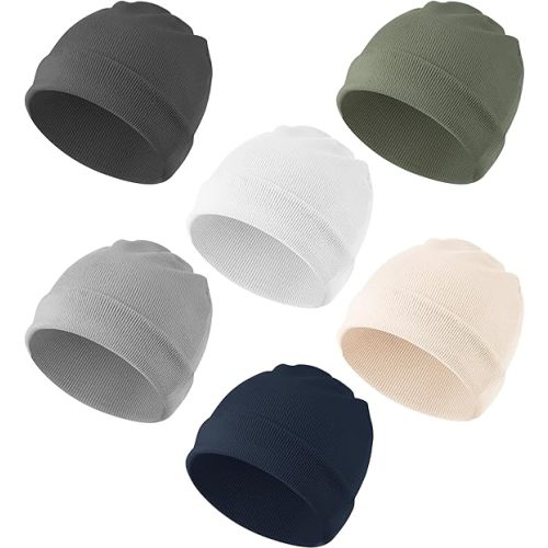 Konssy 6 Pack Baby Beanie Hats for Unisex, Toddler Beanies Baby Girl Boy Hat Warm Cap for Infant, Toddler
