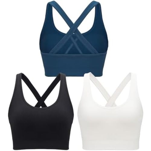 RUNNING GIRL Sports Bra for Women High Support, Criss-Cross Back Padded Strappy Sports Bras Yoga Bra with Removable Cups