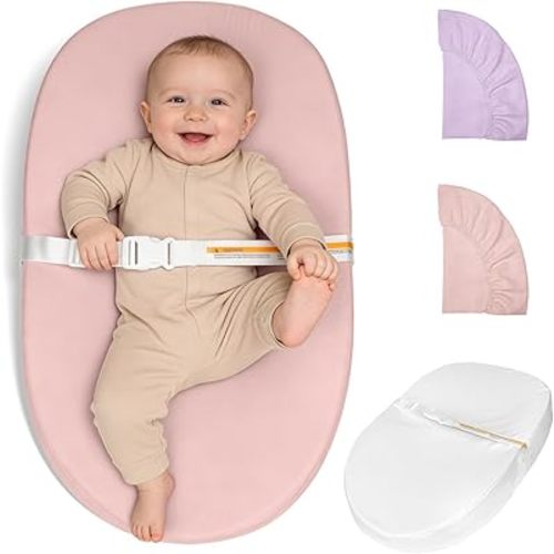 Baby Changing Pad, Muslin Diaper Changing Pad with Waterproof Lining, Changing Table Pads for Dresser with 2 Pack Muslin Covers(Pink + Purple)
