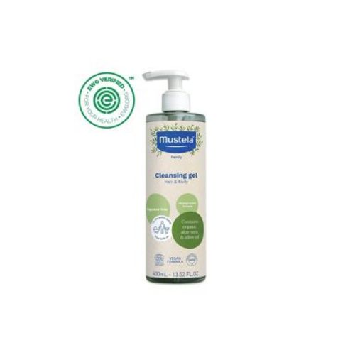 Mustela Certified Organic Cleansing Gel: Pump Bottle, Vegan, Paraben & Alcohol-Free, Hypoallergenic, Unscented, 13.5 fl oz