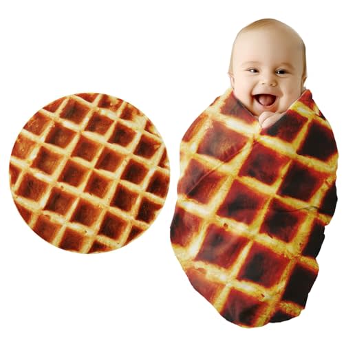 Baby Blanket for Boys Girls, Baby Gifts Waffle- Funny Gifts for Shower, Soft Flannel Swaddle for Birthday, Food Blanket for Newborn 36 inch