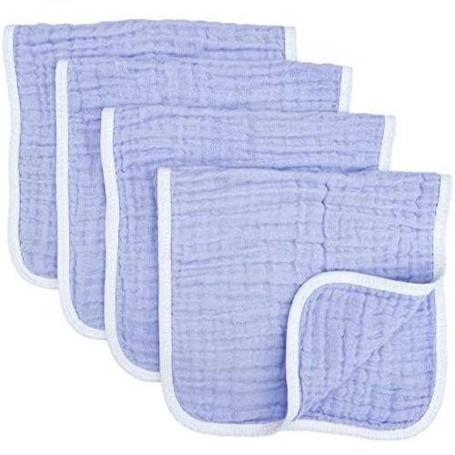 Muslin Burp Cloths Large 20 by 10 Inches 100% Cotton 6 Layers Extra Absorbent and Soft 4 Pack Purple