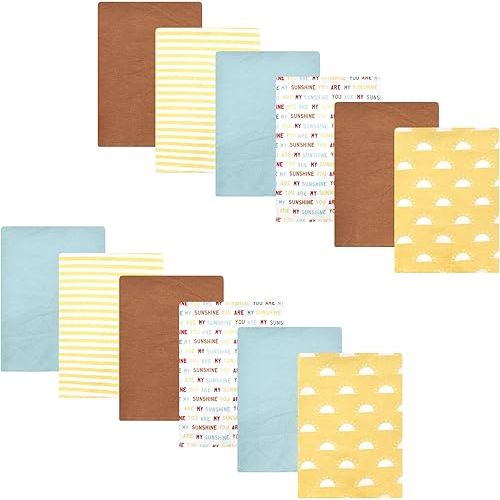 Hudson Baby Unisex Baby Cotton Flannel Burp Cloths Bundle, My Sunshine, One Size