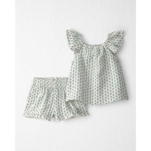 Baby Girl 2-Piece Organic Cotton Gauze Top & Short Set in Floral - Little Planet | Carter's