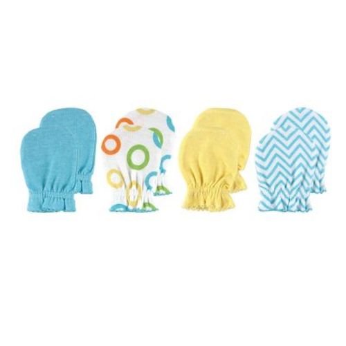 Luvable Friends Infant Cotton Scratch Mittens 4pk, Yellow Solid, One Size