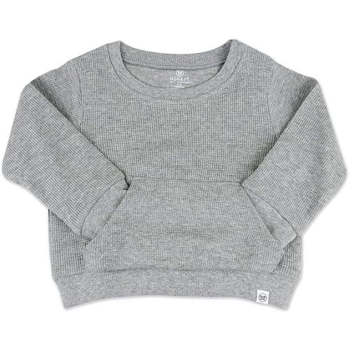 HonestBaby Baby Comfy Crew Sweatshirt With Pockets 100% Organic Cotton for Toddler, Baby Boys, Girls