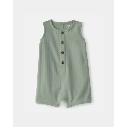 Baby Boy Solid Sleeveless Romper - Green | Carter's