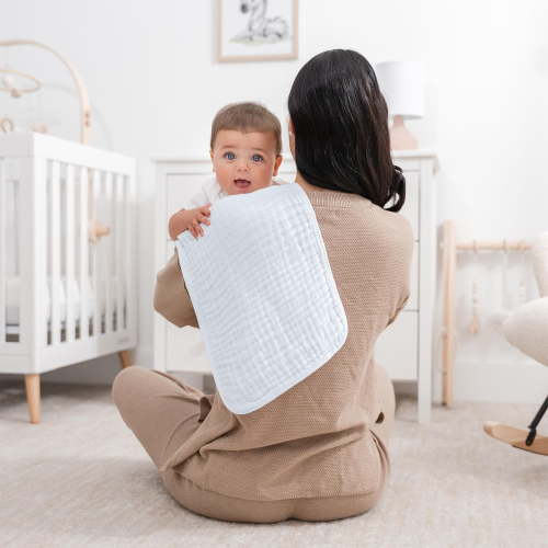5 Pack Muslin Burp Cloths with a Bow Hat - Large, 6-Layer, Ultra Absorbent Cotton for Baby Drool and Messes - Soft, Safe & Gentle Baby Essentials for Boys & Girls (20" x 10")