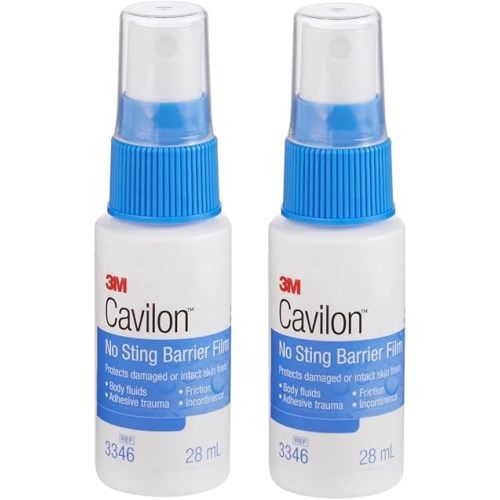 3m Cavilon No-Sting Barrier Film, Gentler Way to Protect Skin from Body Fluids, Adhesives, and Friction, Alcohol Free Barrier Film, Hypoallergenic and Latex Free, 28 ml Pump Spray - Pack of 2