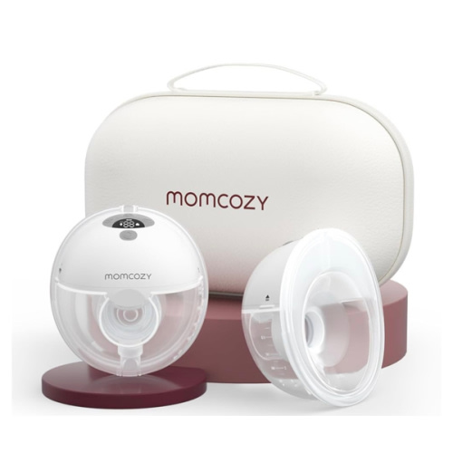 Momcozy M5 Hands-Free Wearable Breast Pump, Double-Sealed Flange for Baby-Like Comfort, 3 Modes & 9 Suction Levels, Portable Electric Pump – 24mm, 2-Pack Quill Gray