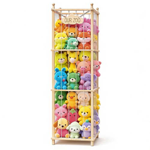 Fowroa, Wooden Zoo Toy Storage, Large Capacity, Plushie Organizer