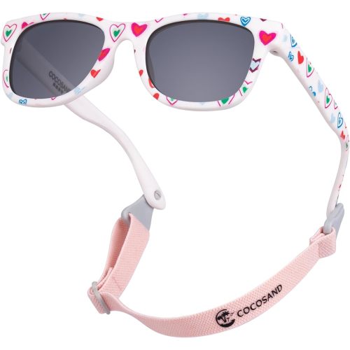 COCOSAND Flexible Baby Sunglasses with Strap Polarized UV Protection for Toddler Infant Newborn Boy Girl Age 0-24 Months