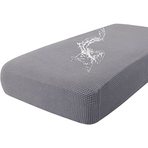 hyha Waterproof Couch Cushion Covers for Pets, Non Slip Sofa Seat Cover for Dogs Washable, Soft Thick Stretch Jacquard Fabric, Sofa Slipcovers with Elastic Bottom (1 Piece for Large, Middle Grey)