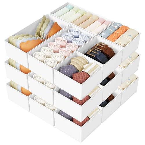 DIMJ Drawer Organizer Clothes Storage - 18 Pack Baby Dresser Organizer for Nursery, Foldable Drawer Dividers for Bedroom Closet Organization, Fabric Storage Bins for Socks, Underwears, Bras
