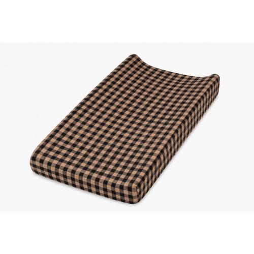 Brown Black Gingham Changing Pad -Cotton Changing Pad Cover - Fitted Baby Lounger Cover - Diaper Changing Pad Sheet - Baby boy gift