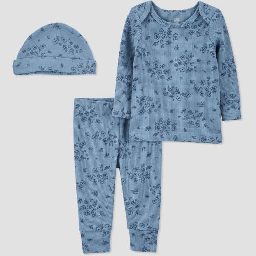 Carter's Just One You®️ Baby Girls' 3pc Top & Bottom Set with Hat - Blue