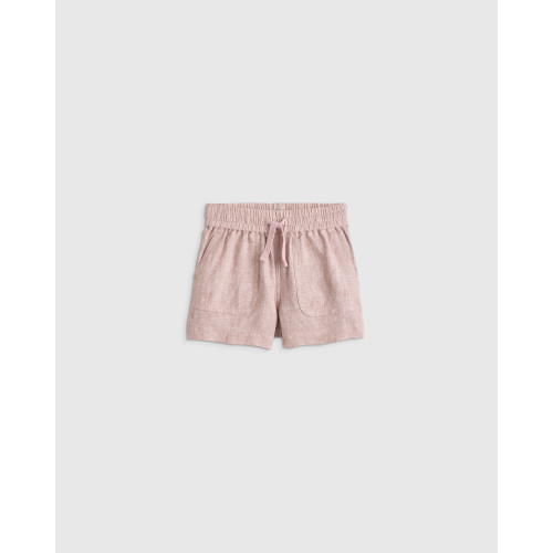 100% European Linen Drawstring Shorts in Classic Mini Gingham