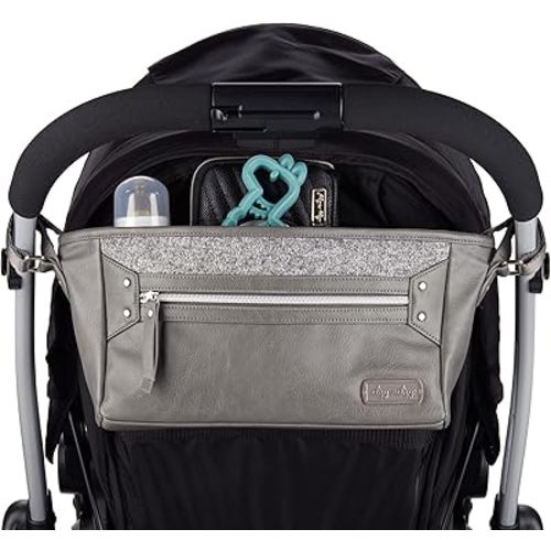 Itzy Ritzy Adjustable Stroller Caddy and Organizer Bag Featuring Front Zippered Pocket, 2 Built-In Interior Pockets & Adjustable Straps to Fit Nearly Any Stroller (Grayson)
