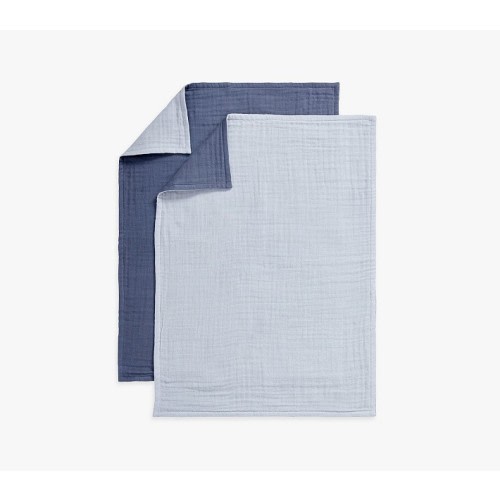 Two-Tone Organic Muslin Towel Set of 2