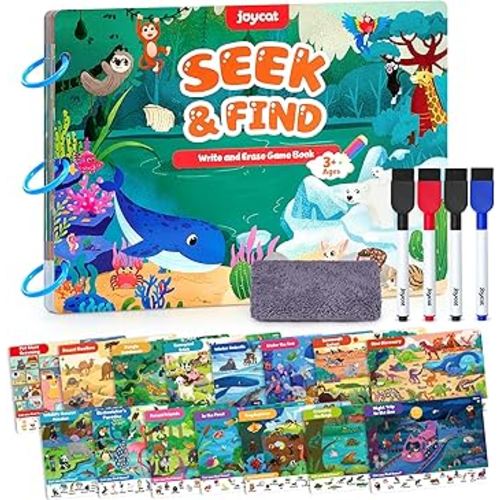 JoyCat Seek & Find Game Book - Animal Preschool Learning Activity for Toddlers & Kids, Travel Activities Toys for Road Trip Car Airplane, Christmas Toys, Educational Gifts for Boys Girls Ages 3-5